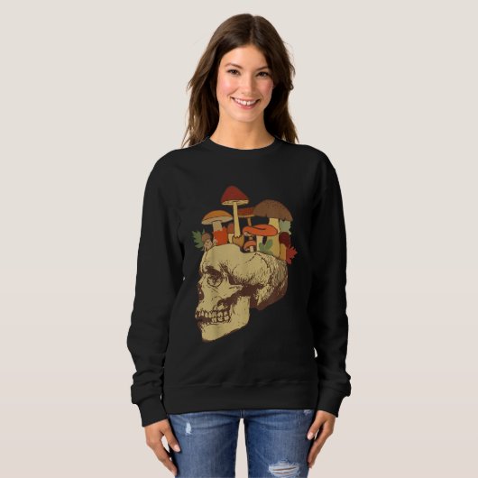 Fungus Magic Psilocybin Mushrooms Skull Face Hippi Sweatshirt (Vorne ganz)