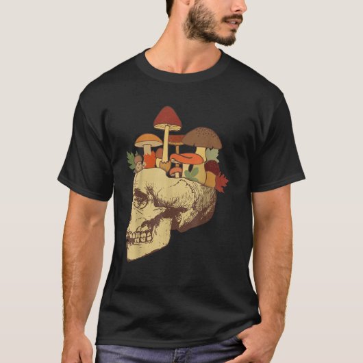 Fungus Magic Psilocybin Mushrooms Skull Face Hippi T-Shirt (Vorderseite)