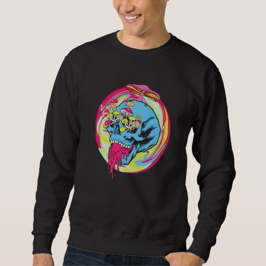 Fungus Magic Psilocybin Mushrooms Tie Dye Skull Sweatshirt (Vorderseite)