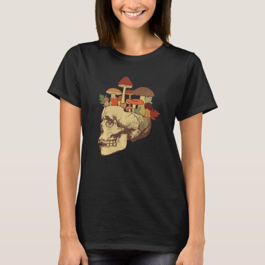 Fungus Magic Psilocybin Pilze Schädelgesicht Hippi T-Shirt (Vorderseite)