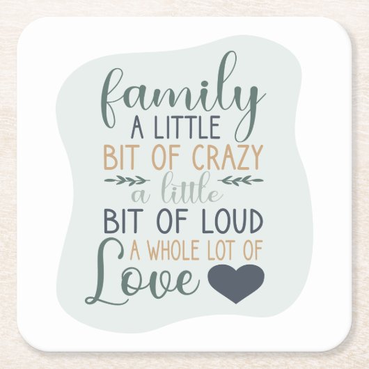 Funhandgeschriebenes, farbbearbeitbares Familienan Rechteckiger Pappuntersetzer (Vorderseite)