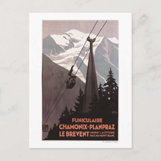 Funiculaire Le Brevent Cable Car Poster Postkarte (Vorderseite)