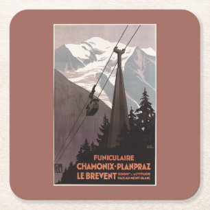 Funiculaire Le Brevent Seilbahnplakat Rechteckiger Pappuntersetzer