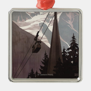 Funiculaire Le Brevent Seilbahnplakat Silbernes Ornament