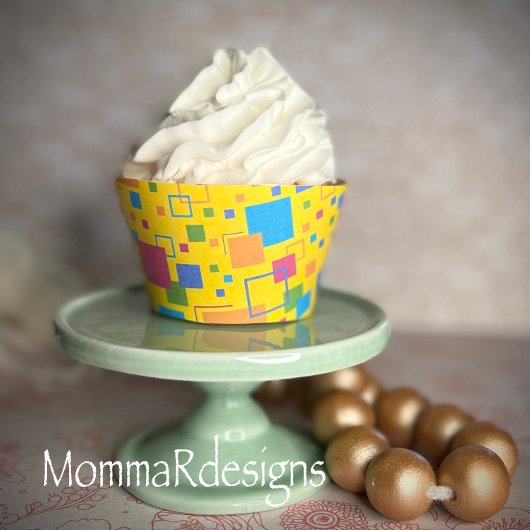 Funk Retro Cupcake Wrappers, gelbe Kuchenpackung