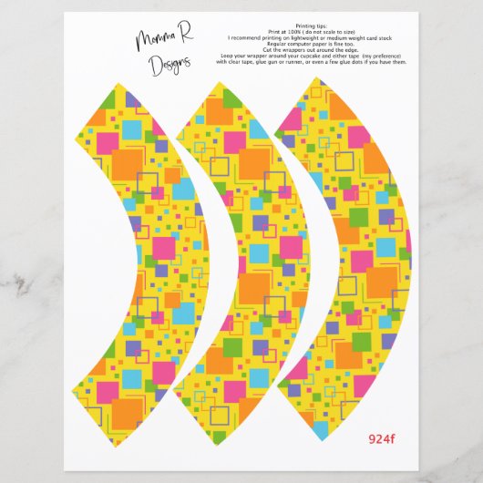 Funk Retro Cupcake Wrappers, gelbe Kuchenpackung (Vorderseite)