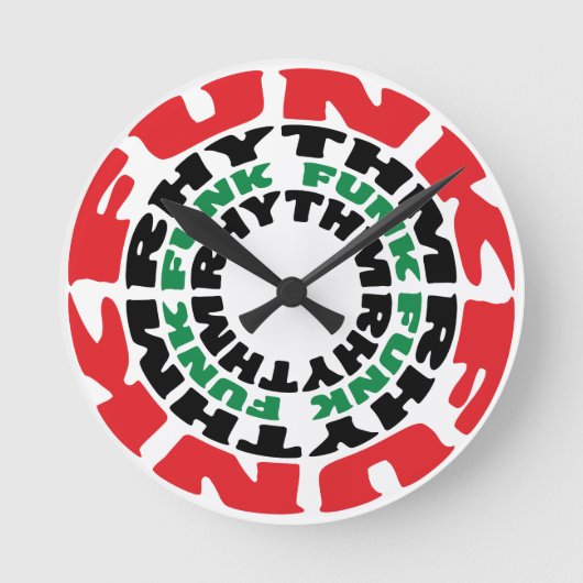 Funk-Rhythmus Funk Funk-Rhythmus Runde Wanduhr (Vorderseite)