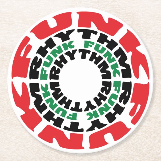 Funk Rhythmus Funk Funk Rhythmus Runder Pappuntersetzer (Vorderseite)