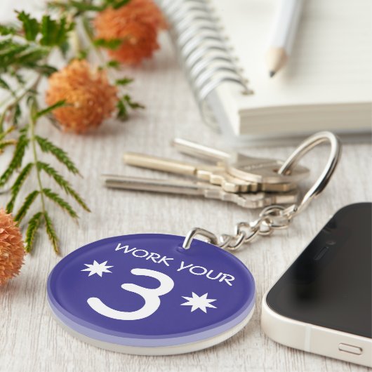 "FUNK YOUR 3" Numerology Key Chain (Farbe auswähle Schlüsselanhänger (Vorderseite rechts)