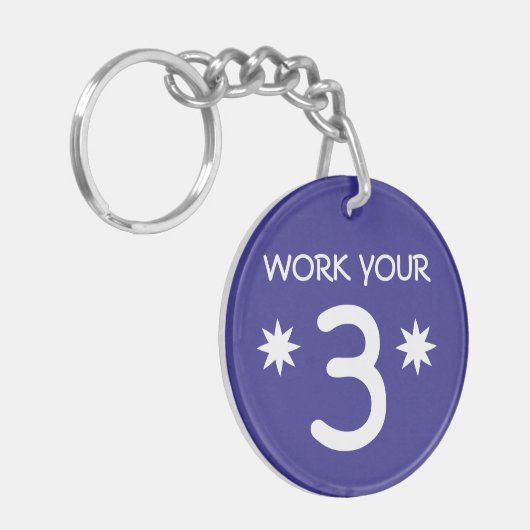 "FUNK YOUR 3" Numerology Key Chain (Farbe auswähle Schlüsselanhänger (Vorderseite links)