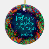 Funke farbige Herz-Blumenzettel-Inspirivität Keramik Ornament (Vorne)