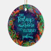 Funke farbige Herz-Blumenzettel-Inspirivität Keramik Ornament (Links)