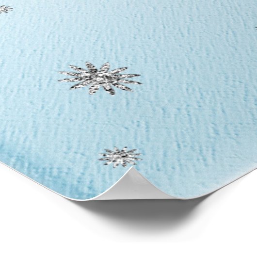 Funkelblau mit Silver Glitzer Poster (Ecke)