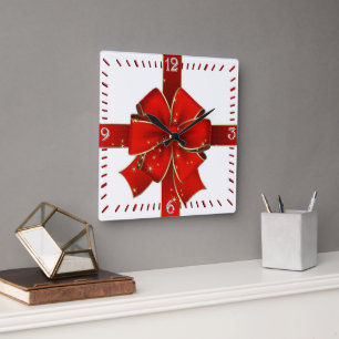 Funkelende Weihnachtssperre Quadratische Wanduhr