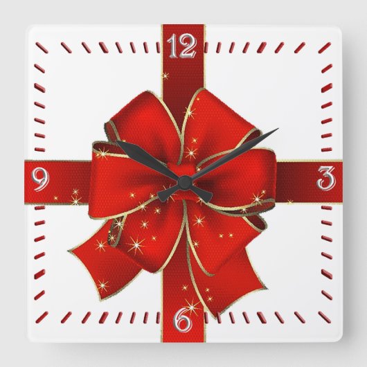 Funkelende Weihnachtssperre Quadratische Wanduhr (Vorderseite)