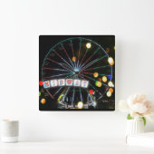 Funkelendes Riesenrad in der Nacht Quadratische Wanduhr (Zuhause)