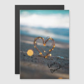 Funkelherz am Strand | Einzigartiges Valentine Magnetkarte (Vorne/Hinten)