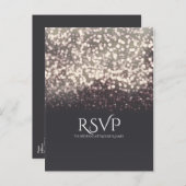 Funkelleuchten Romantisches Grau Modernes Hochzeit Einladungspostkarte (Vorne/Hinten)