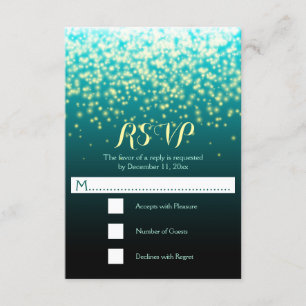 Funkellichter aquamarin blau und Aqua Hochzeit RSV RSVP Karte