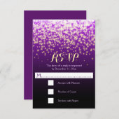 Funkellichter lila Hochzeitsfeier RSVP (Vorne/Hinten)