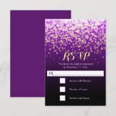 Funkellichter lila Hochzeitsfeier RSVP Karte (Vorne/Hinten)