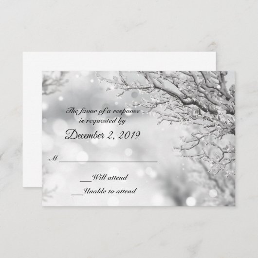 Funkellose Schnee- und EisWinter-UAWG-Karten RSVP Karte (Vorne/Hinten)