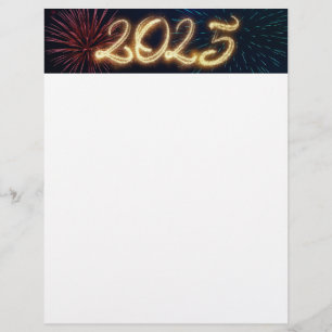 Funkeln 2025 Frohes neues Jahr Feuerwerk Briefbogen