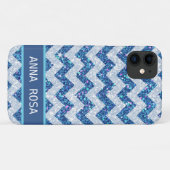 *~* Funkeln Aquamariner blauer Glitzer Zickzack Gl Case-Mate iPhone Hülle (Rückseite (Horizontal))
