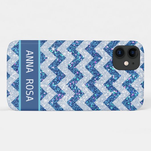 *~* Funkeln Aquamariner blauer Glitzer Zickzack Gl Case-Mate iPhone Hülle (Rückseite (Horizontal))