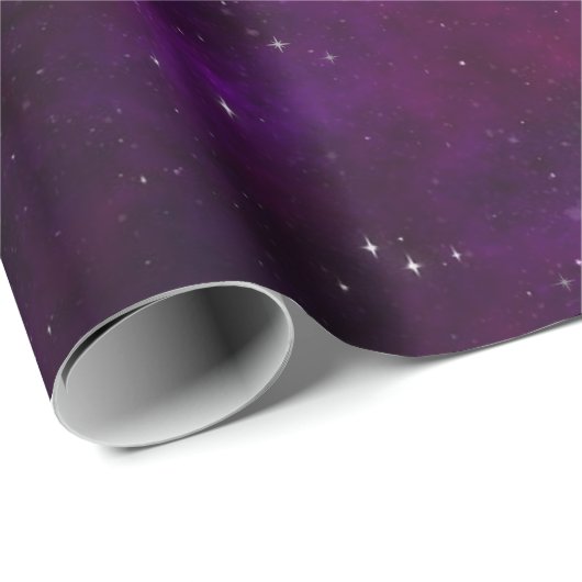 Funkeln auf tiefem Lila Weltraumhintergrund Geschenkpapier (Rolleneckpunkt)