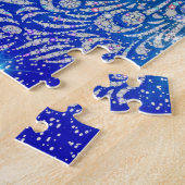 Funkeln blauer u. weißer Pfau Puzzle (Seite)