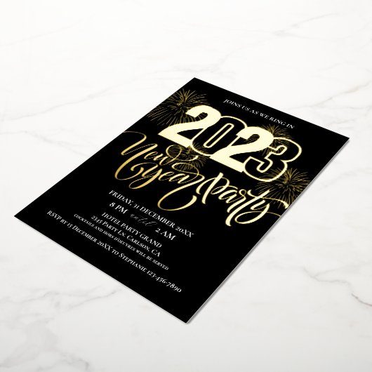 Funkeln, Feuerwerk und elegantes Neujahrsfest-Part Folieneinladung (Gedreht)