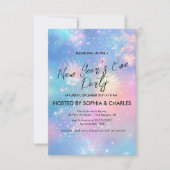 Funkeln Fireworks Blue Silvester Party Einladung (Vorderseite)