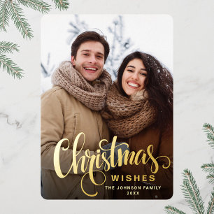 Funkeln Frohe Weihnachten PHOTO Grußkarte Gold Folien Feiertagskarte
