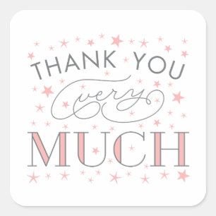 Funkeln-Funkeln danken Ihnen sehr viel Quadratischer Aufkleber