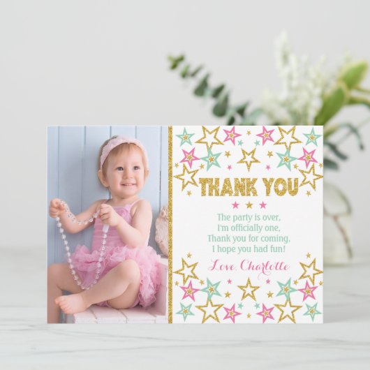 Funkeln-Funkeln-kleiner Stern danken Ihnen zu Dankeskarte (Stehend Vorderseite)