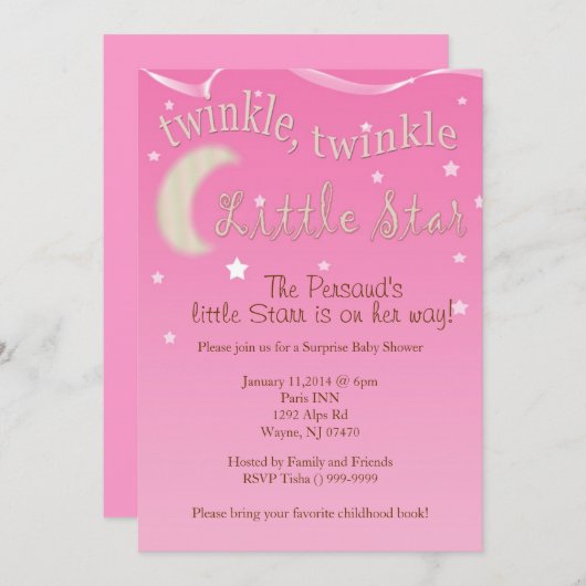 Funkeln, Funkeln, kleiner Stern Einladung (Vorne/Hinten)