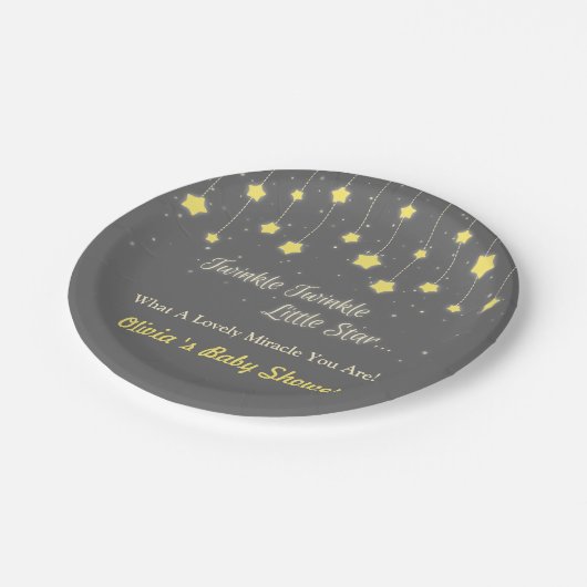 Funkeln-Funkeln-Stern-Babyparty-Versorgungen Pappteller (Schrägansicht)