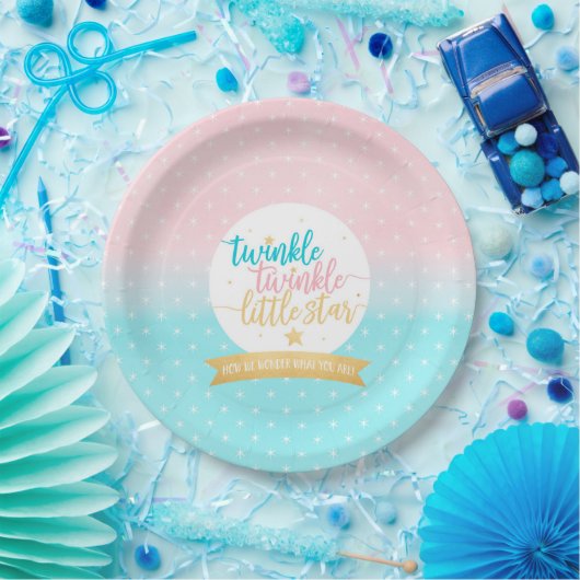 Funkeln-Funkeln-Stern-Geschlecht decken Dusche auf Pappteller (Party)