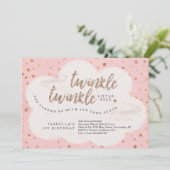 Funkeln-Funkeln-Stern-Mädchen-erster Geburtstag Einladung (Stehend Vorderseite)