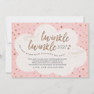 Funkeln-Funkeln-Stern-Zwillings-Mädchen-Babyparty Dankeskarte