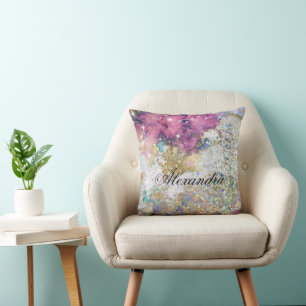 Funkeln Glitter Gold Lila Galaxy Marmor Custom Kissen
