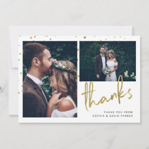 Funkeln Hochzeit von zwei Fotos Dankeskarte
