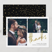 Funkeln| Hochzeit von zwei Fotos Dankeskarte (Vorne/Hinten)