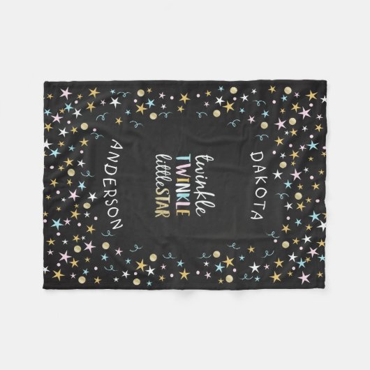 Funkeln-kleiner SternConfetti u. Kreide-Babyparty Fleecedecke (Vorderseite (Horizontal))