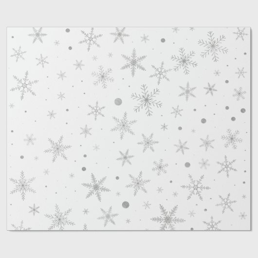 Funkeln-Schneeflocke - silbernes Grau u. Weiß Geschenkpapier (Flach)
