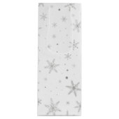 Funkeln-Schneeflocke - silbernes Grau u. Weiß Geschenktüte Für Weinflaschen (Vorderseite)