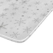 Funkeln-Schneeflocke - silbernes Grau u. Weiß Schneidebrett (Ecke)