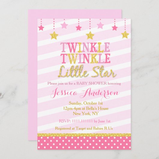 Funkeln-Stern-Babyparty-Einladungen Einladung (Vorne/Hinten)