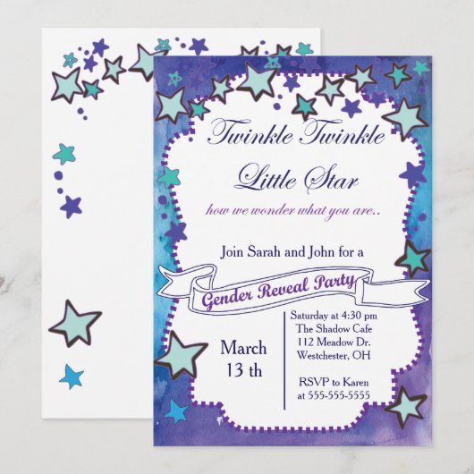 Funkeln-Stern-Geschlecht decken auf Einladung (Vorne/Hinten)